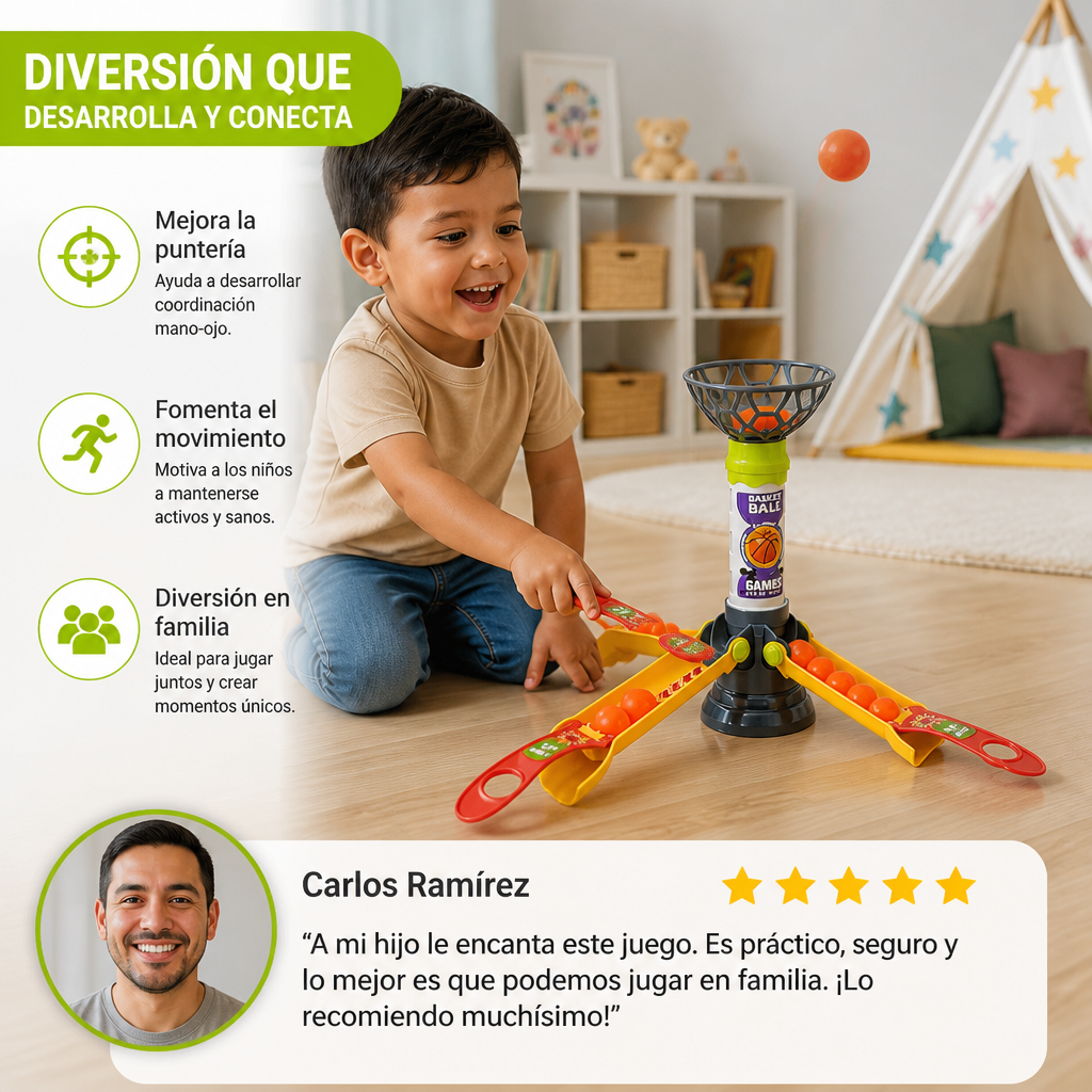 Juego Rápido de Lanzamiento de Básquetbol para Toda la Familia