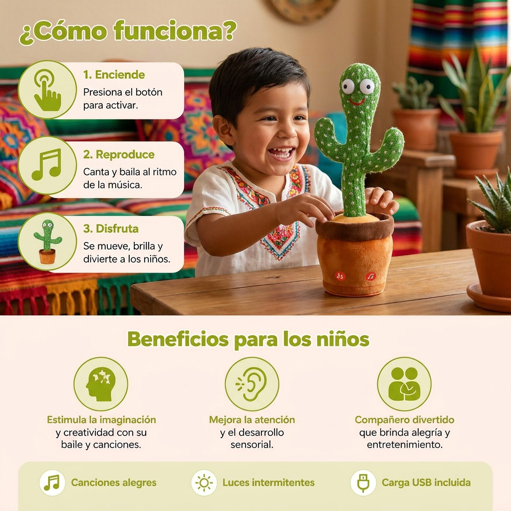 Cactus Parlante - Juguete Interactivo Para Niños
