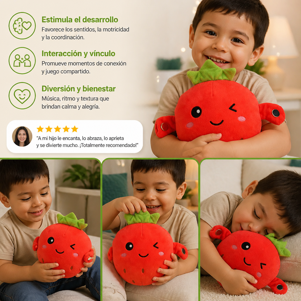 Juguete de peluche interactivo de frutas para niños – Juguete sensorial de ritmo y música