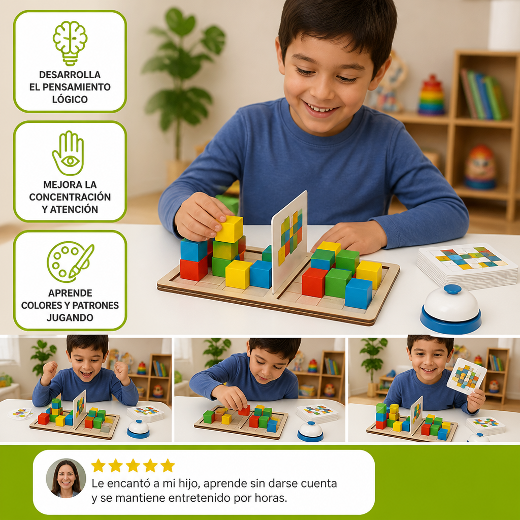 Rompecabezas 3D con bloques para combinar colores