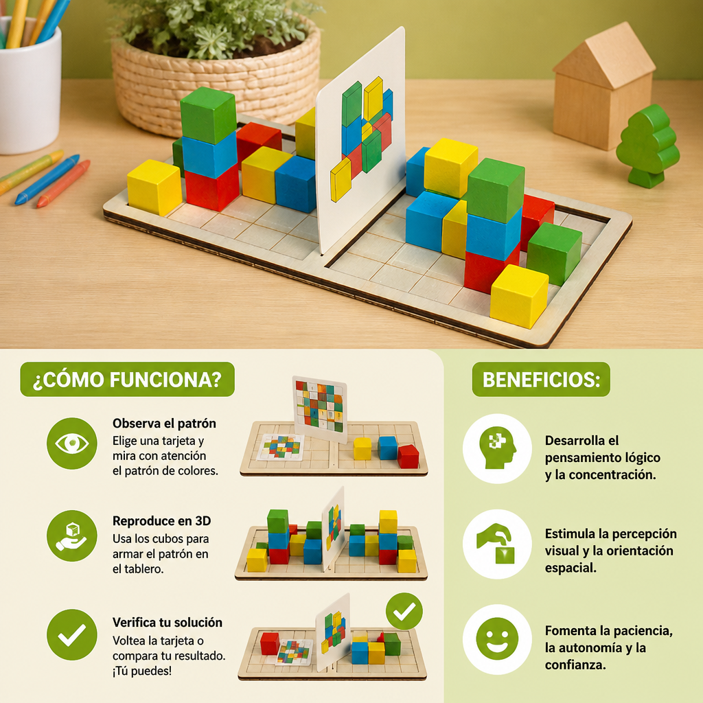 Rompecabezas 3D con bloques para combinar colores