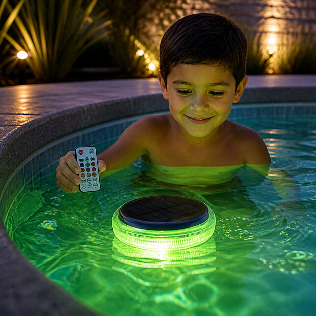 Luz LED solar flotante con control remoto