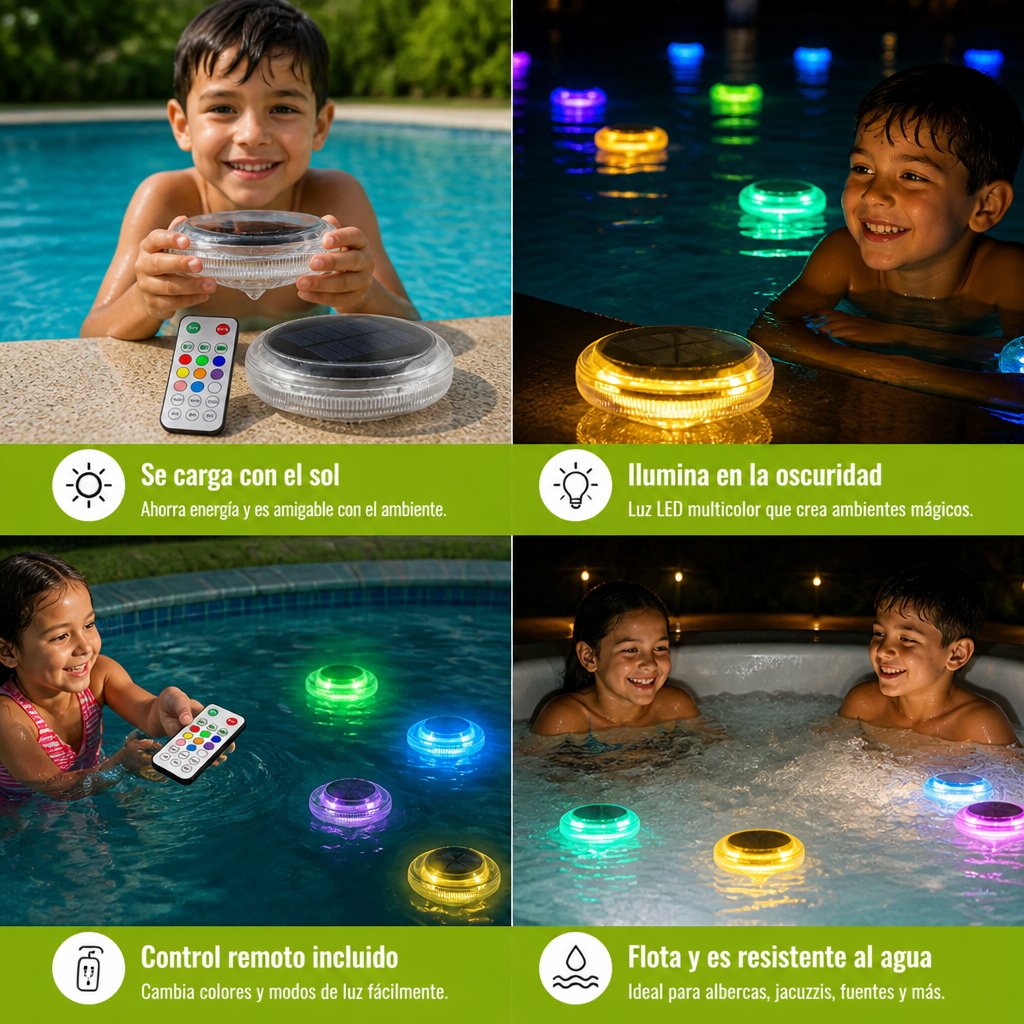 Luz LED solar flotante con control remoto