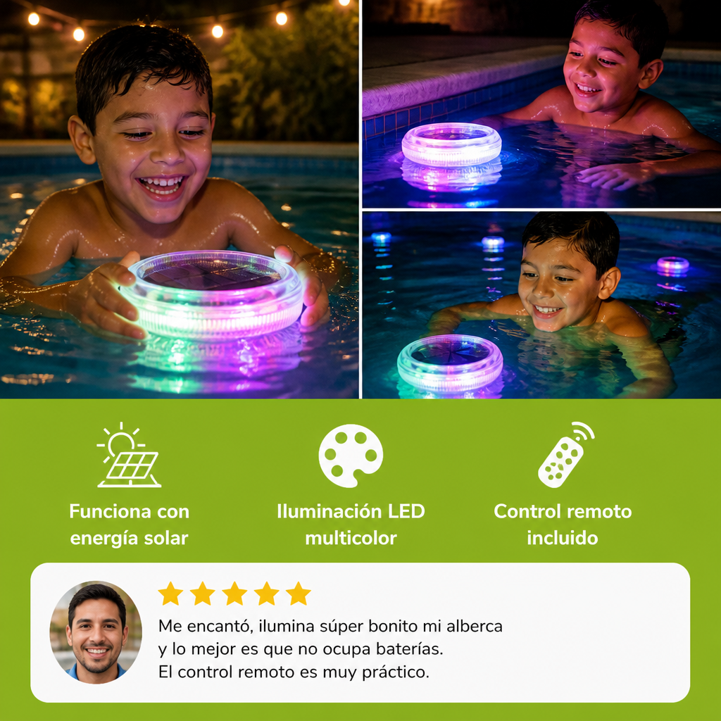 Luz LED solar flotante con control remoto