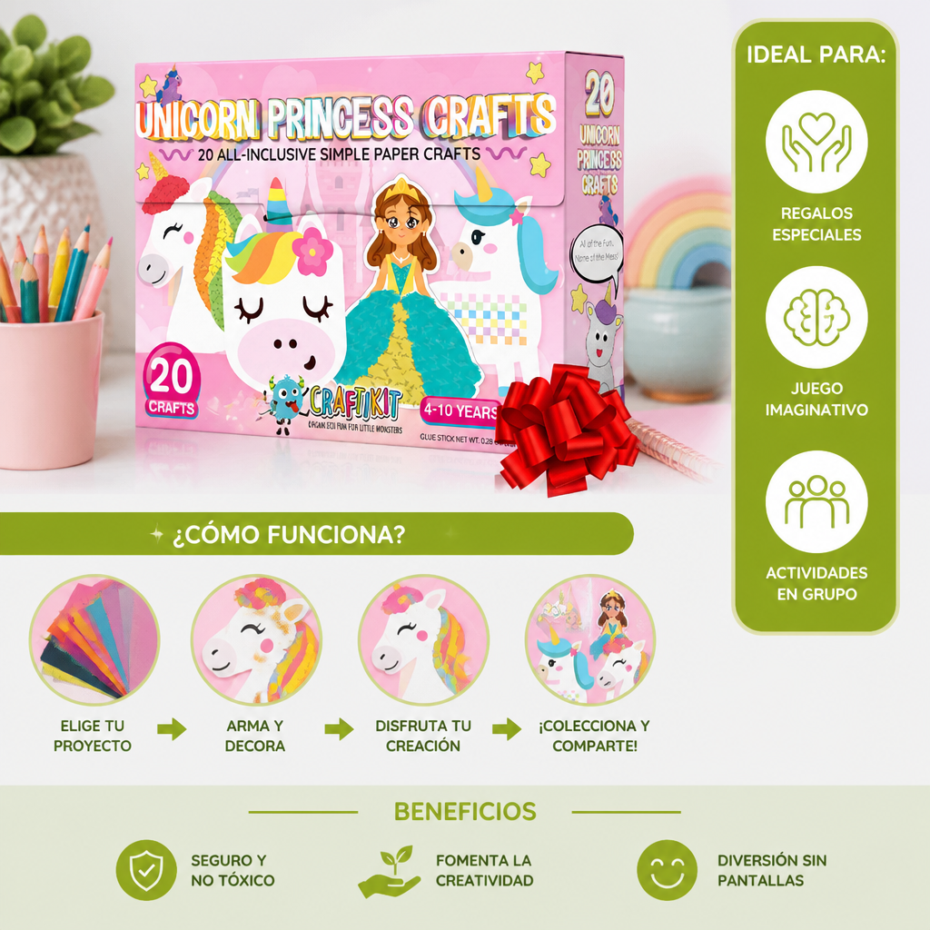 Caja de manualidades de papel para niños – 20 proyectos DIY sencillos con pegamento, cinta adhesiva y sobres para niños de 3 a 10 años