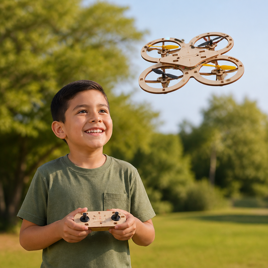 Set de construcción DIY de cuadricóptero RC de madera – Construye tu propia aventura de vuelo