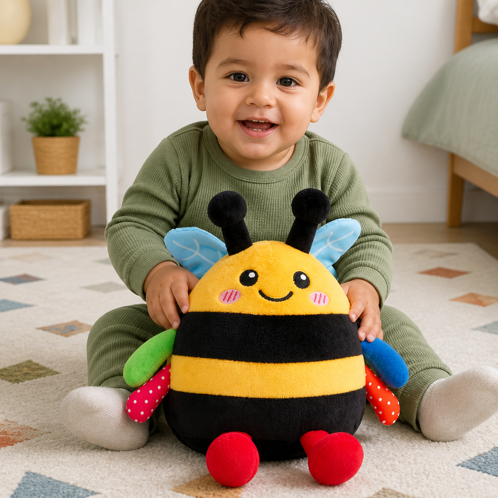 Abejita de peluche musical interactiva para jugar boca abajo