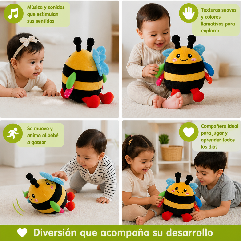 Abejita de peluche musical interactiva para jugar boca abajo