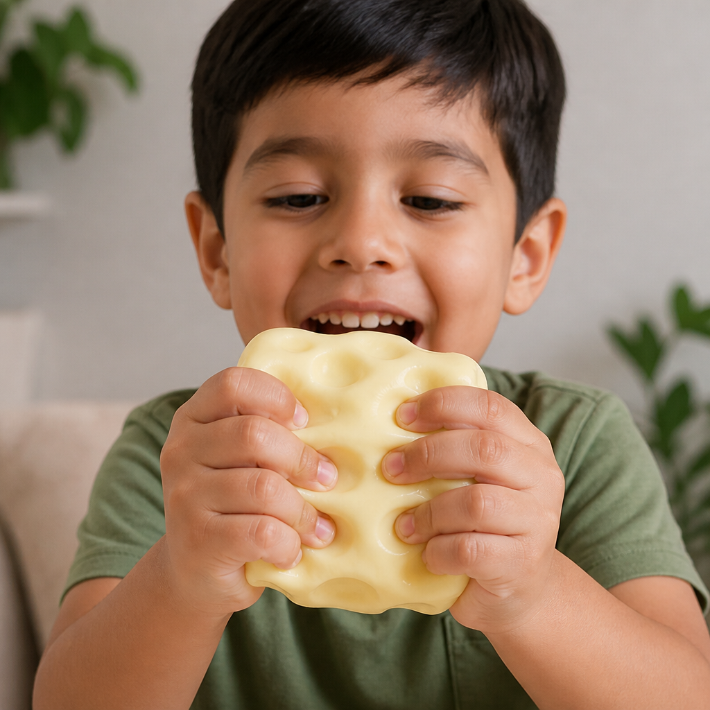 Pelota antiestrés de queso suave – Juguete Fidget ASMR suave y moldeable para aliviar el estrés y la ansiedad
