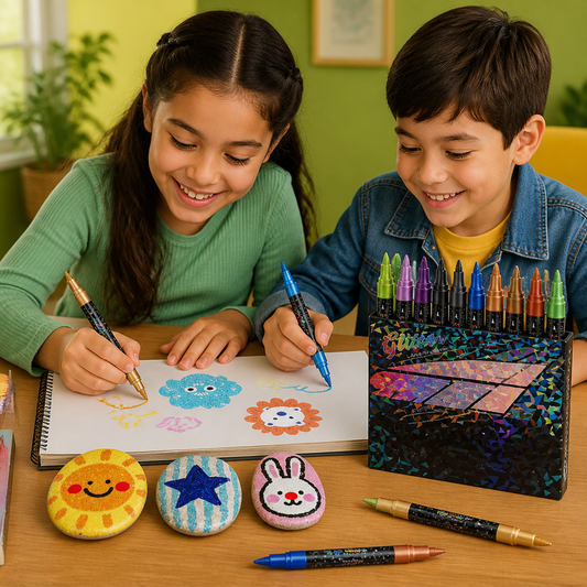 Set de marcadores con pincel de purpurina – Marcadores artísticos con brillo y dos puntas