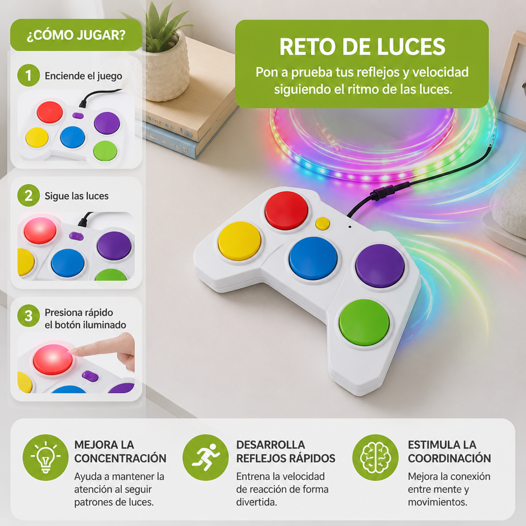 “Light Defense Challenge” – Juego interactivo de reflejos con luces LED