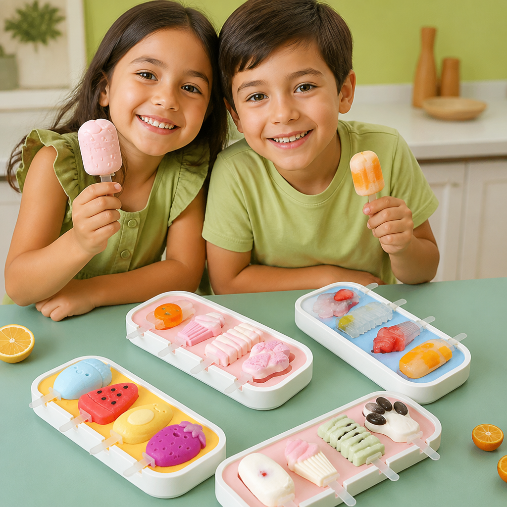 Molde de silicón para helados con formas de frutas para hacer en casa con niños