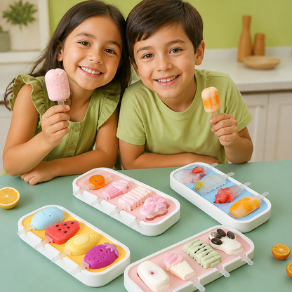 Molde de silicón para helados con formas de frutas para hacer en casa con niños