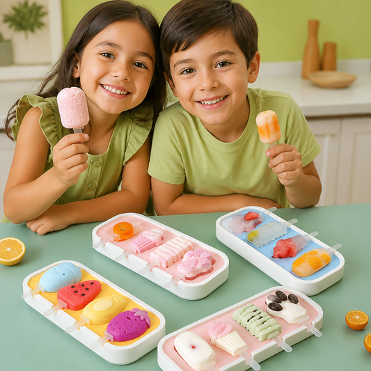 Molde de silicón para helados con formas de frutas para hacer en casa con niños