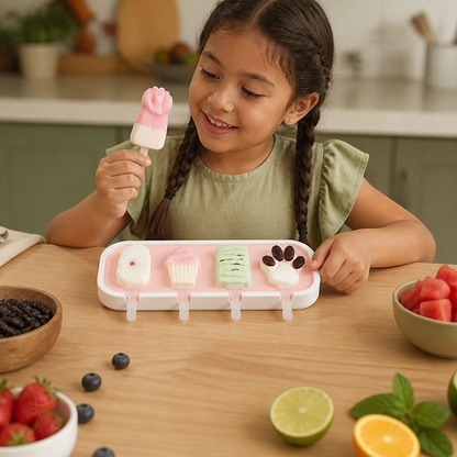 Molde de silicón para helados con formas de frutas para hacer en casa con niños
