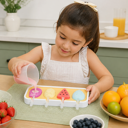 Molde de silicón para helados con formas de frutas para hacer en casa con niños
