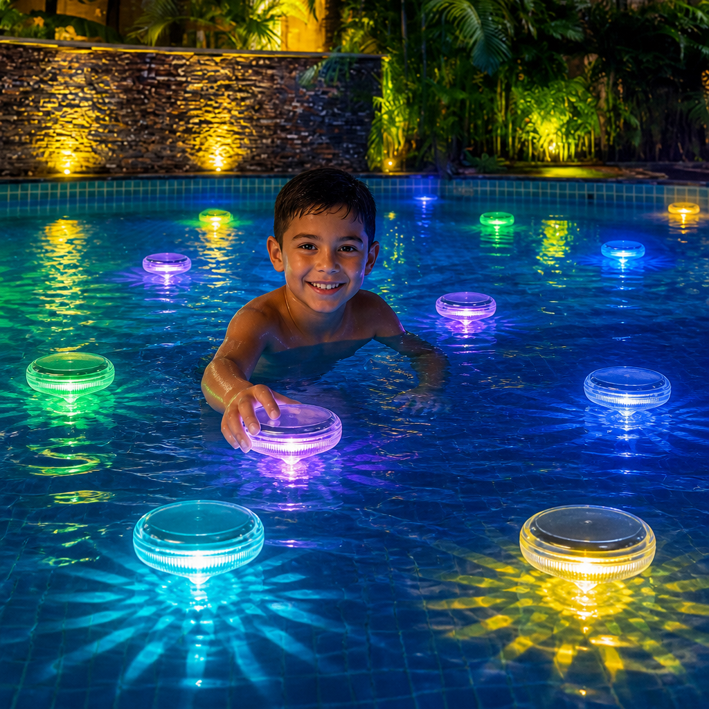 Luz LED solar flotante con control remoto