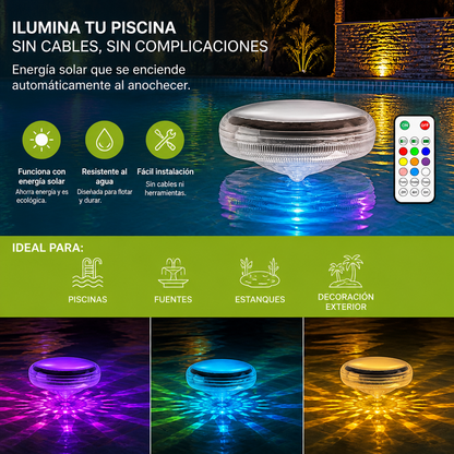 Luz LED solar flotante con control remoto