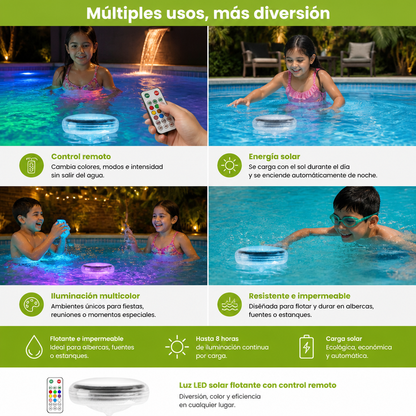 Luz LED solar flotante con control remoto