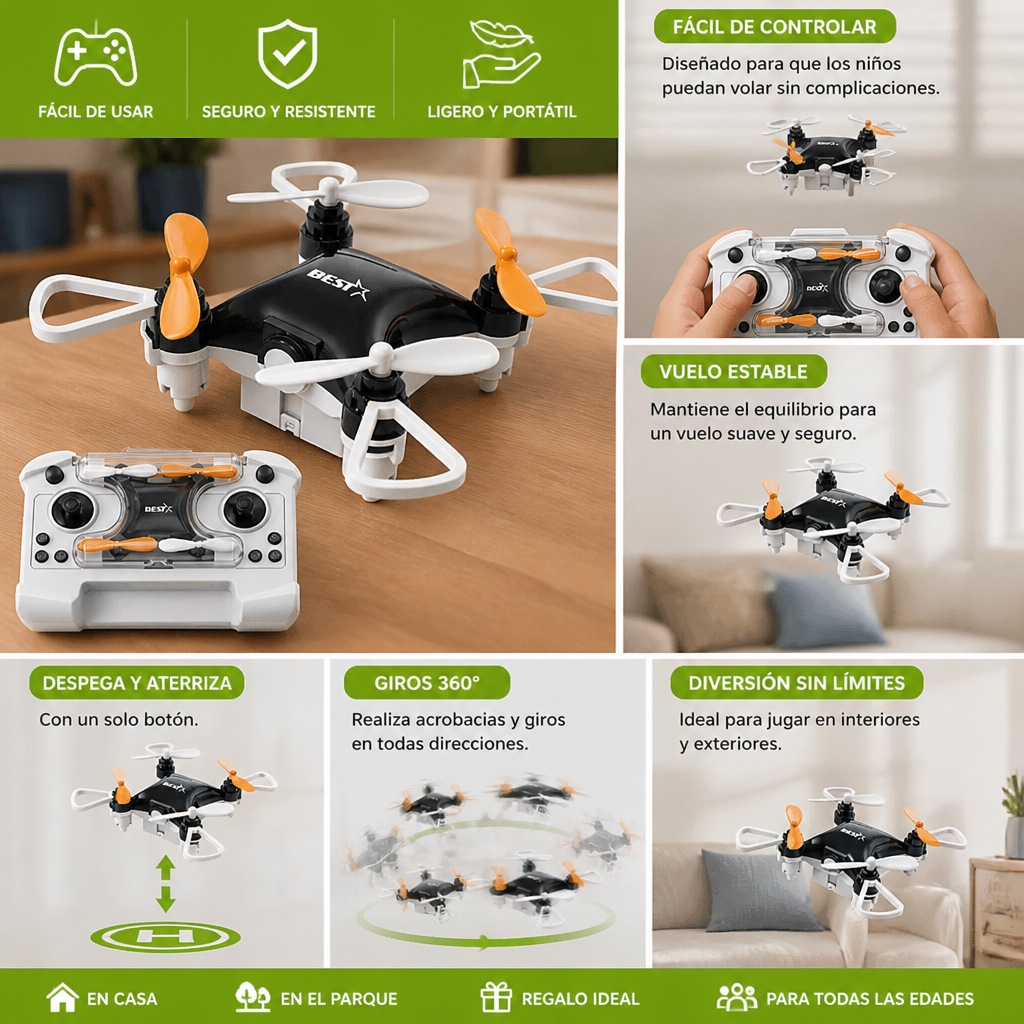 Mini Dron – Avión de Acrobacias Teledirigido para Niños