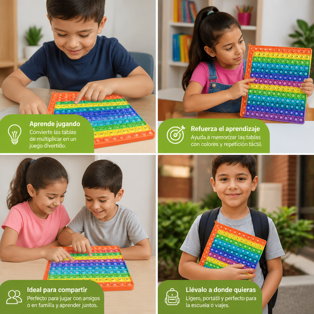 Rainbow Pop Math – Juguete Educativo De Multiplicación Con Efecto Fidget
