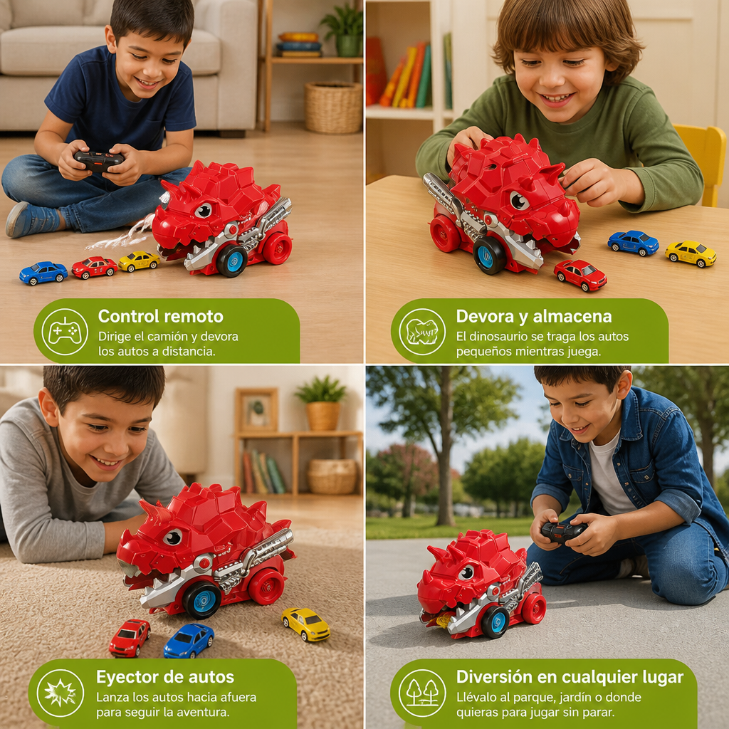 Camión Come Autos de Dinosaurio Teledirigido