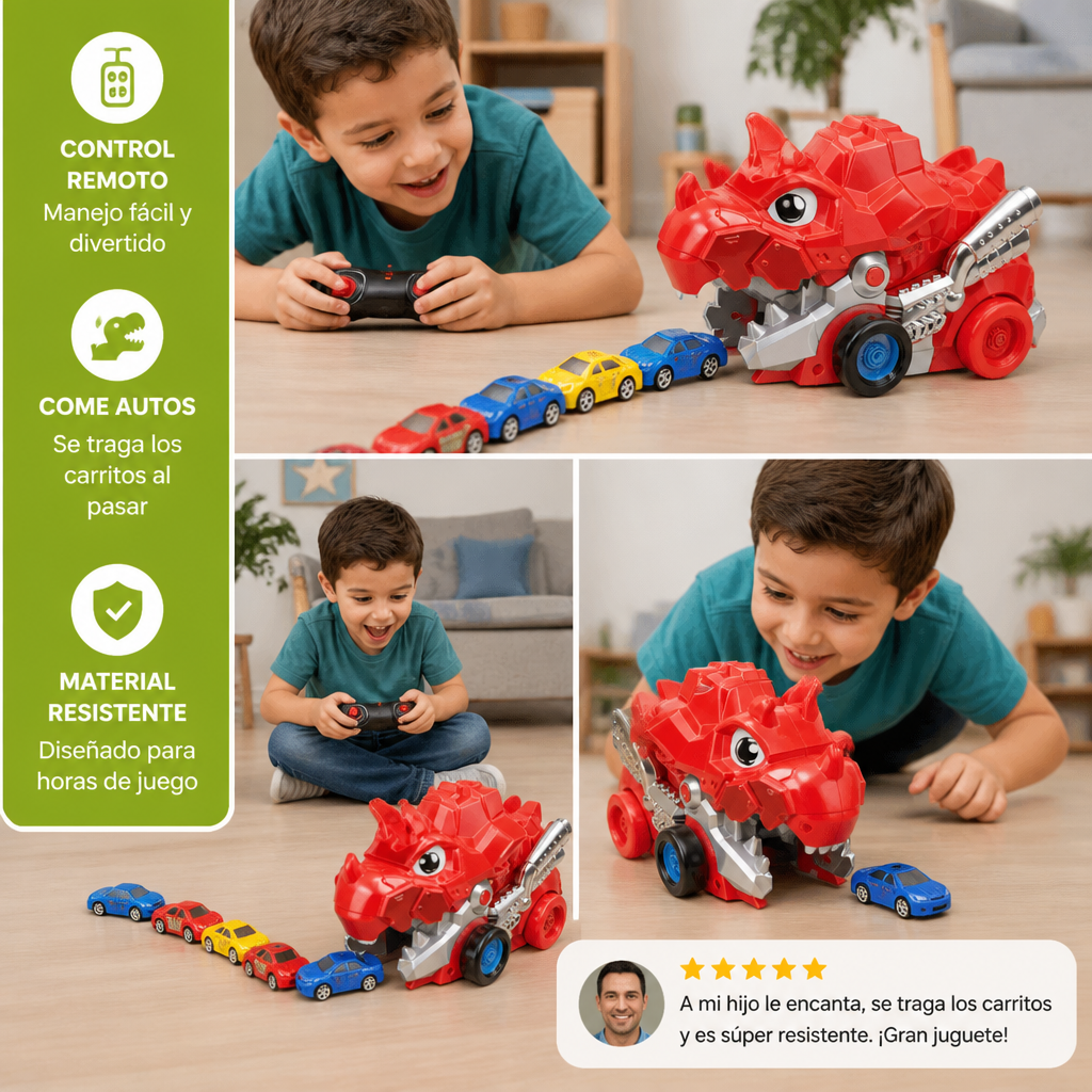 Camión Come Autos de Dinosaurio Teledirigido