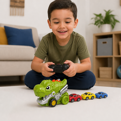 Camión Come Autos de Dinosaurio Teledirigido