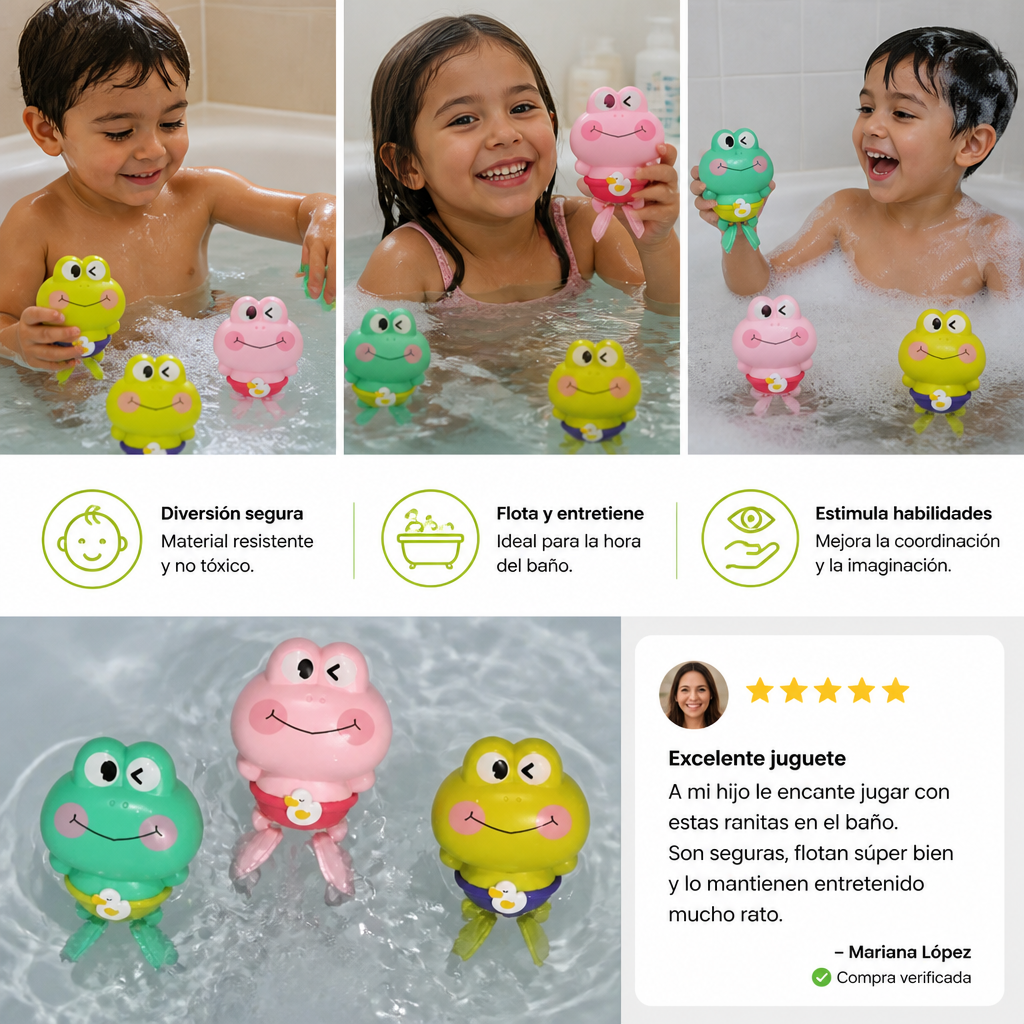 Rana De Baño Flotante Adorable De Cuerda Para Niños