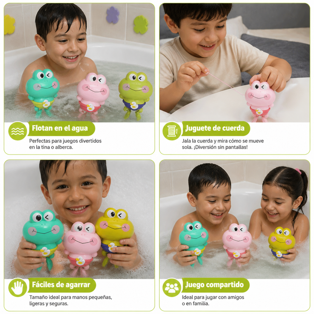 Rana De Baño Flotante Adorable De Cuerda Para Niños