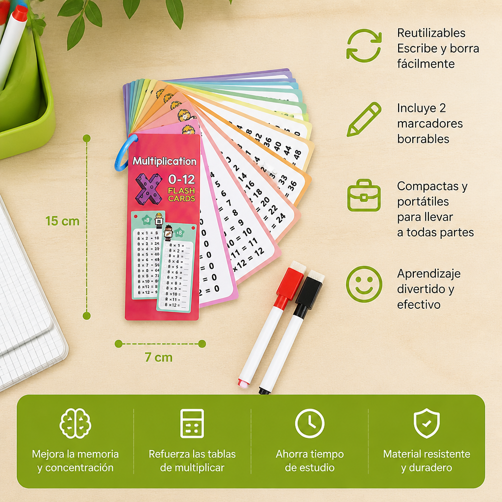 Tarjetas De Aprendizaje De Matemáticas Reutilizables Para Niños