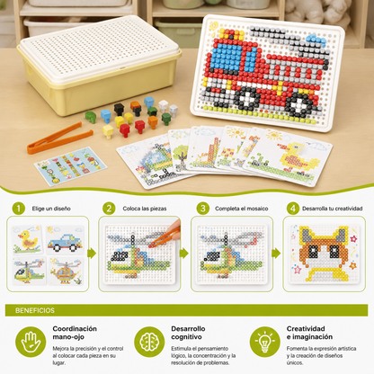 Juego Educativo Montessori Con Mosaico De Piezas Para Insertar