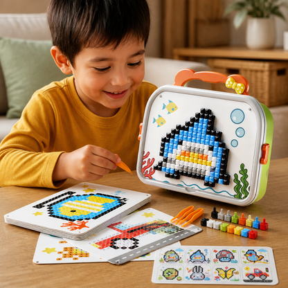 Set De Rompecabezas De Mosaico Montessori Para Niños Con Hongos Y Clavijas De Inserción