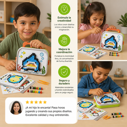 Set De Rompecabezas De Mosaico Montessori Para Niños Con Hongos Y Clavijas De Inserción