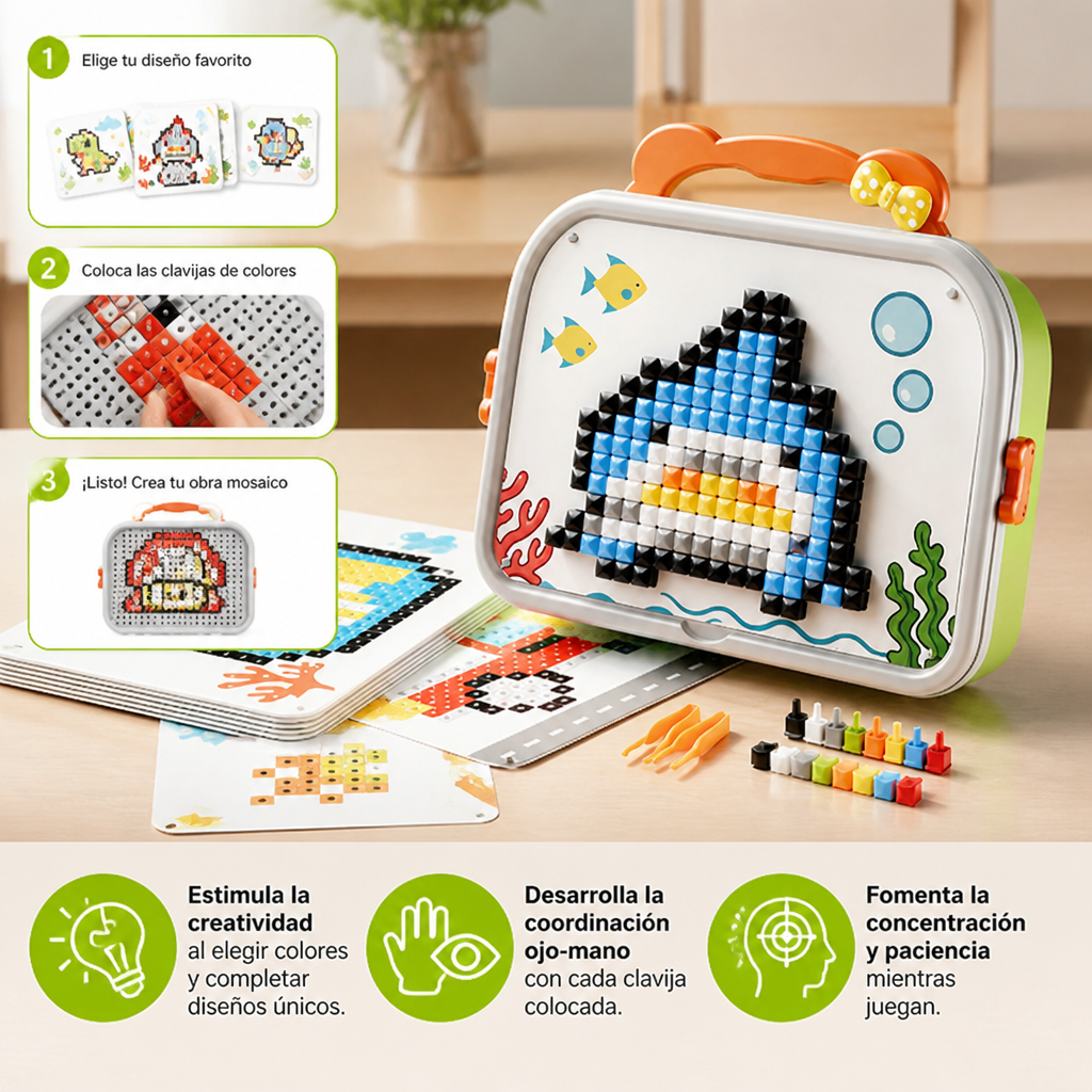 Set De Rompecabezas De Mosaico Montessori Para Niños Con Hongos Y Clavijas De Inserción
