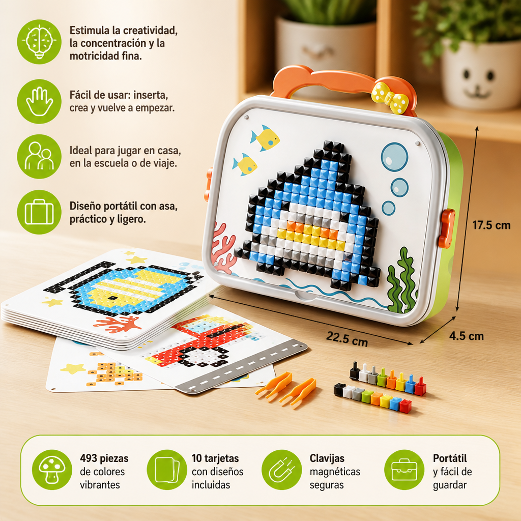 Set De Rompecabezas De Mosaico Montessori Para Niños Con Hongos Y Clavijas De Inserción