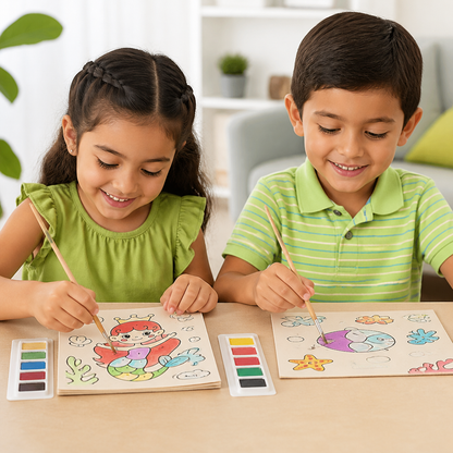 Libro De Pintura De Acuarela Con Pincel – Diversión Para Pintar Sin Ensuciar, Solo Con Agua