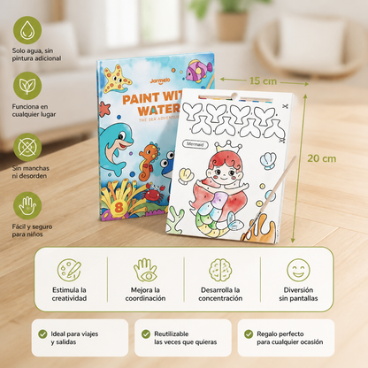 Libro De Pintura De Acuarela Con Pincel – Diversión Para Pintar Sin Ensuciar, Solo Con Agua