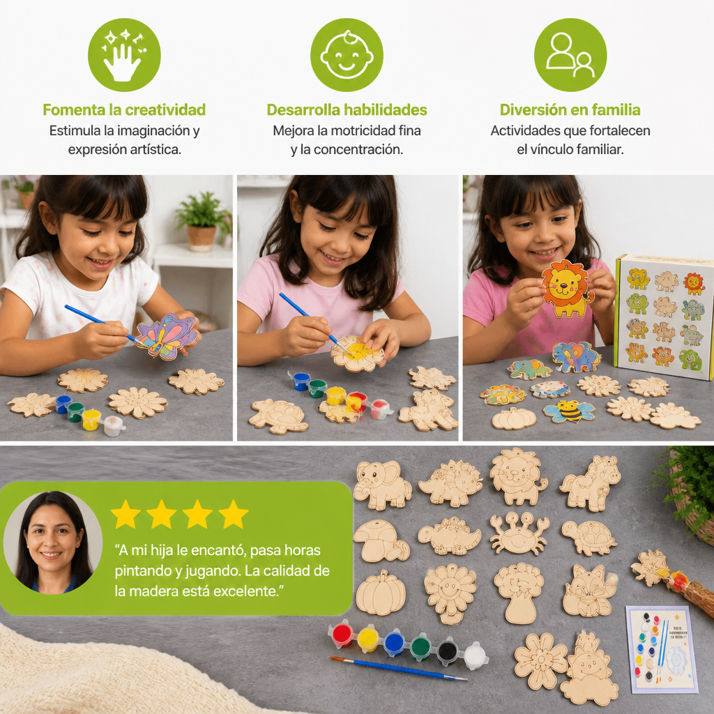 Set De Manualidades DIY De Madera Para Pintar Y Jugar Para Niños