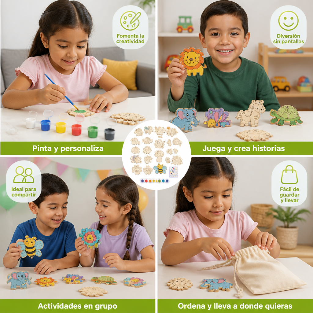 Set De Manualidades DIY De Madera Para Pintar Y Jugar Para Niños