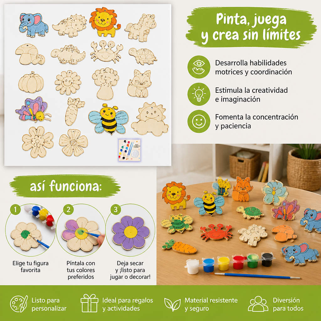 Set De Manualidades DIY De Madera Para Pintar Y Jugar Para Niños