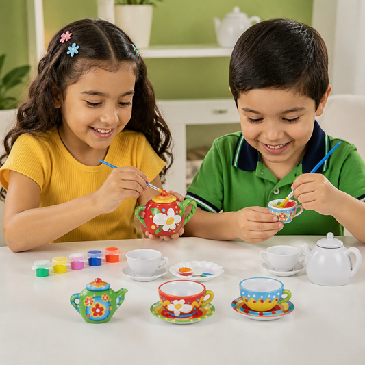 Set De Manualidades DIY De Juego De Té De Cerámica Para Pintar Para Niños