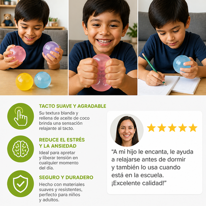 Pelota Antiestrés Con Relleno De Aceite De Coco – Suave Y Relajante