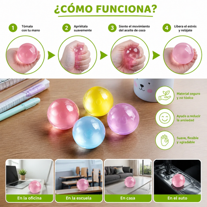 Pelota Antiestrés Con Relleno De Aceite De Coco – Suave Y Relajante