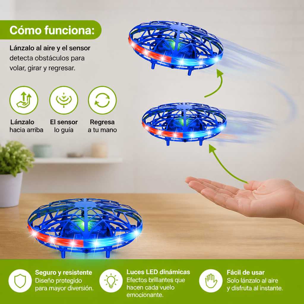 Dron OVNI Volador LED Controlado Por Movimiento