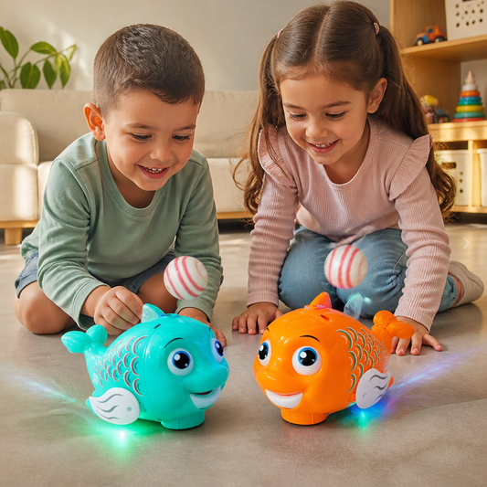 Juguete Interactivo De Pez Flotante Con Pelota, Luz Y Música