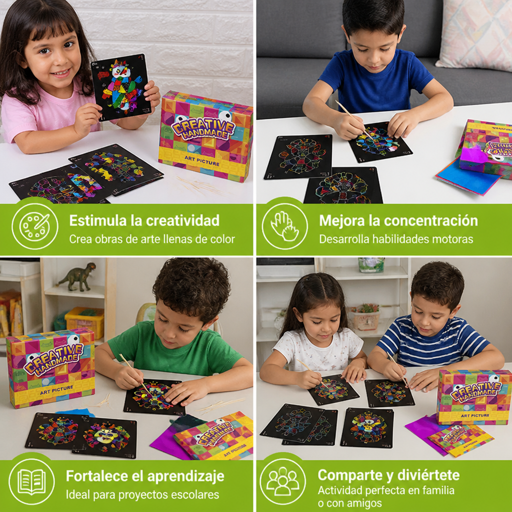 Set De Manualidades DIY De Arte Con Láminas Para Niños
