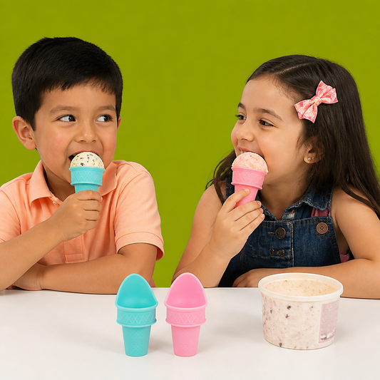 Paquete de 2 Soportes para Conos de Helado para Niños – Vasitos para Helado Sin Derrames