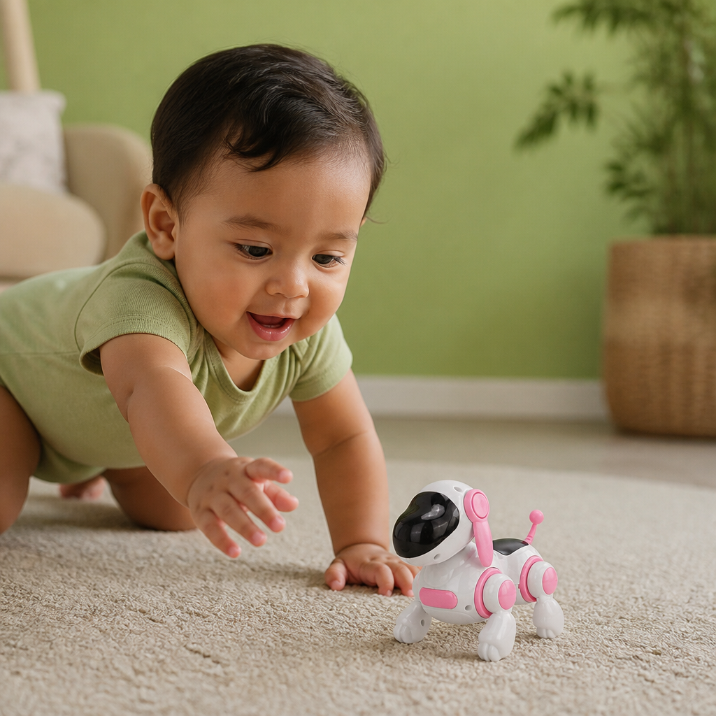 Juguete de Perro Robot Eléctrico con Movimiento, Sonidos y Luces LED