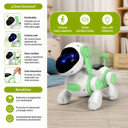 Juguete de Perro Robot Eléctrico con Movimiento, Sonidos y Luces LED